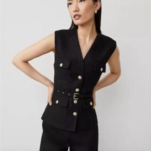Ann Taylor Tops - Ann Taylor Textured Fabulous Black Vest NWT